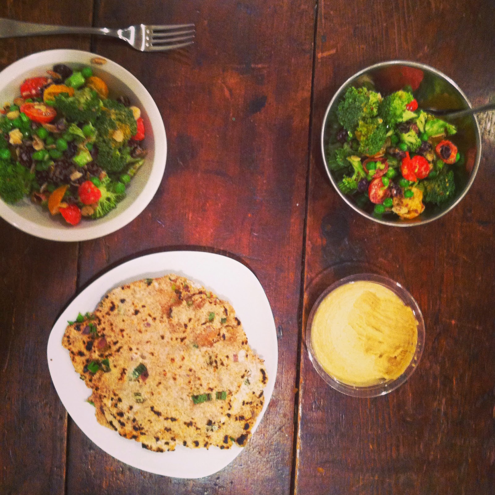 Broccoli, Peas & Almonds With Tahini Lemon Dressing