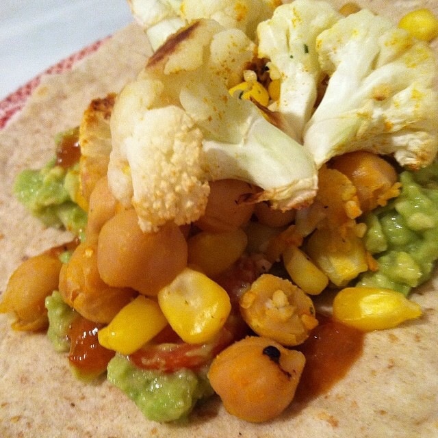 Roasted Cauliflower & Chickepea Burritos