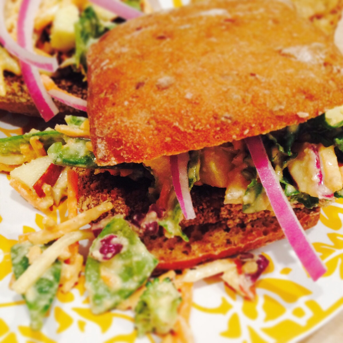 Vegan Breaded BBQ Tofu & Apple Cheddar Slaw